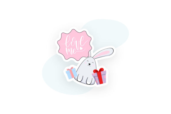 Cute Valentine Bunny Gift Sticker – A Versatile Graphic Design Freebie for Digital Sellers