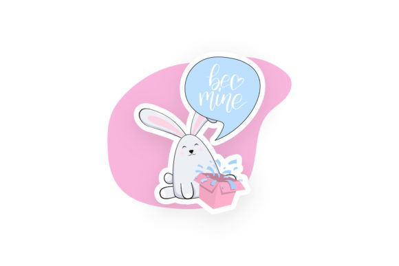 Cute Valentine Bunny Surprise Sticker: A Versatile Graphics Freebie for Content Creators