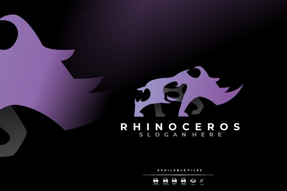 Unique Modern Gradient Rhino Logo: A Versatile Graphic Freebie for Content Creators