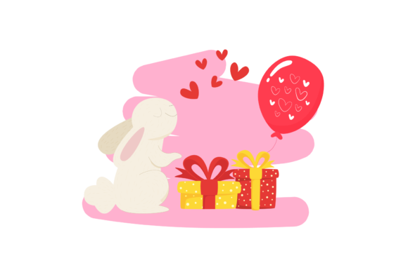 Valentine Rabbit Love Illustration: A Versatile Freebie for Creative Branding