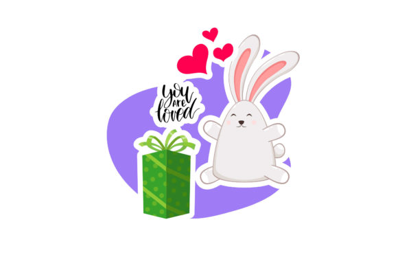 Valentine Rabbit Sticker Gift Loved: A Graphics Freebie for Content Creators