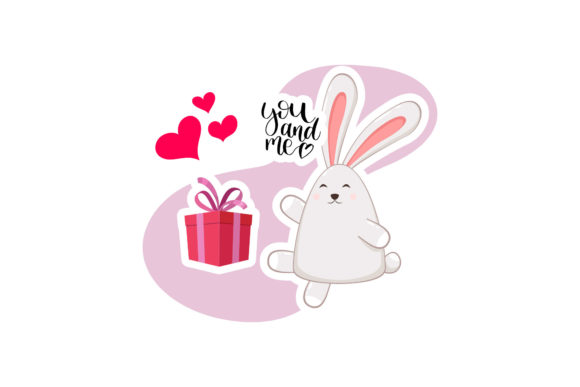 Valentine Rabbit Sticker Giving Gift – A Versatile Graphic Design Freebie for Crafters